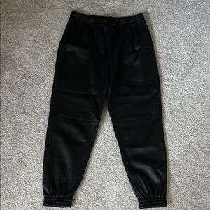 Zara Black Faux Leather Jogger Pants